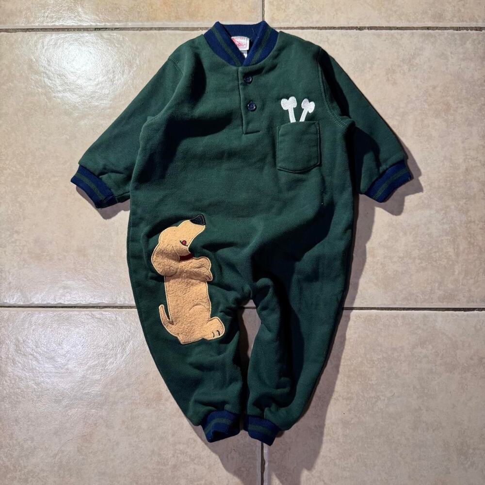 Vintage 90s buster brown green Romper Size 12M in Boys